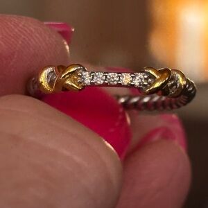 David Yurman Petite Helena Wrap Band Ring Sterling 18k
Diamonds 4mm Size 7